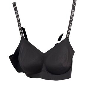 Victorias Secret Black Wireless Logo Strap T-Shirt Bra XL B90 D85 C90